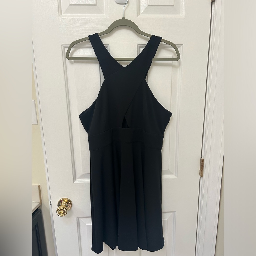 Black Mini Dress with Keyhole Slit